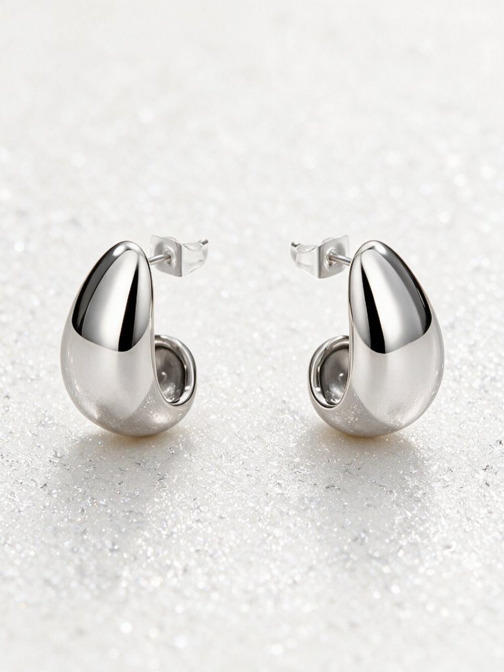 Teardrop Bubble Hoop Earrings | 316 Stainless Steel | Silver